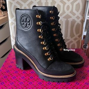 NEW Tory Burch Miller Mixed Materials Lug Sole Boot 9.5